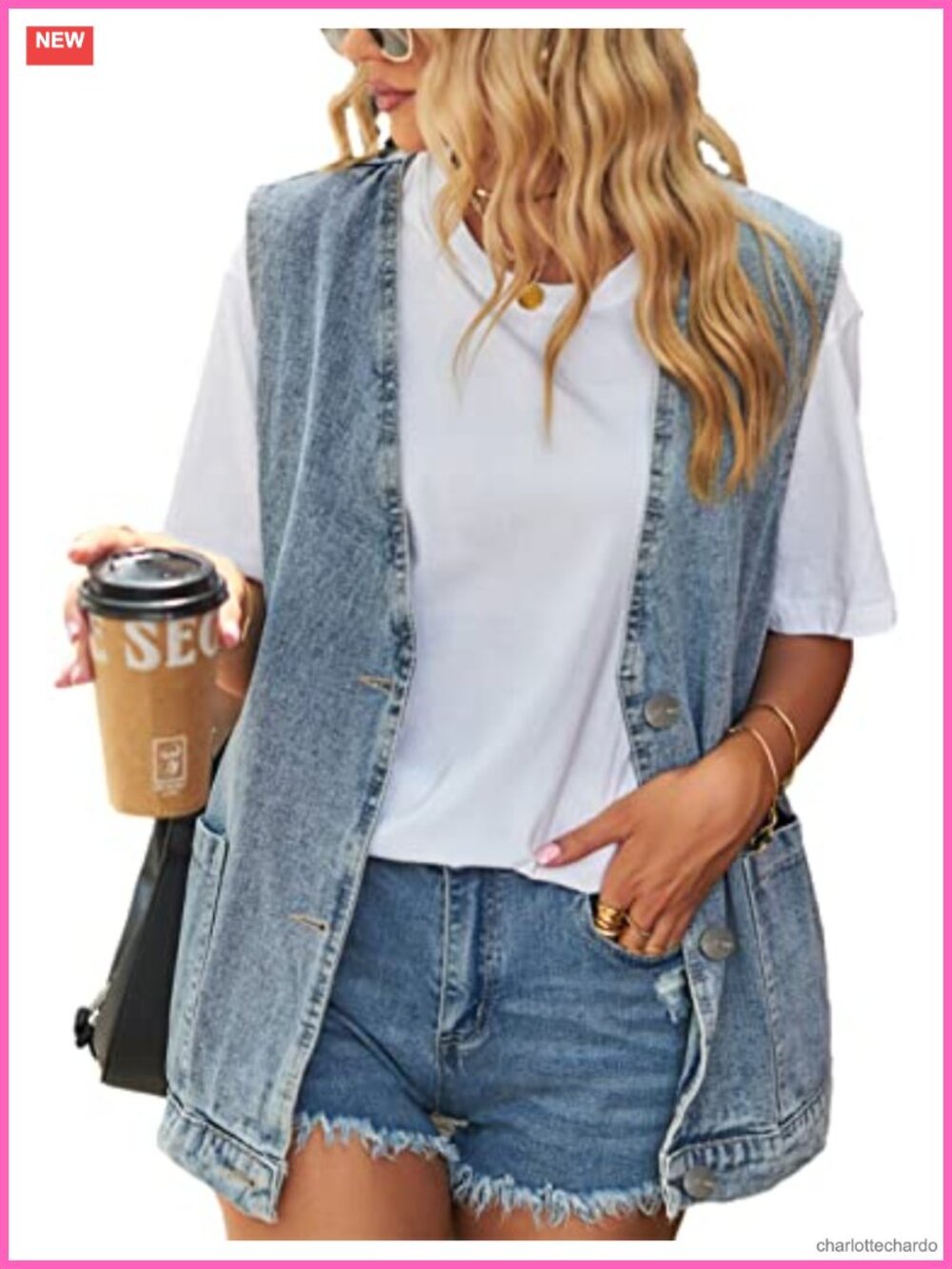 Oversized Sleeveless Denim Jean Vest for Women Juniors Lightweight
